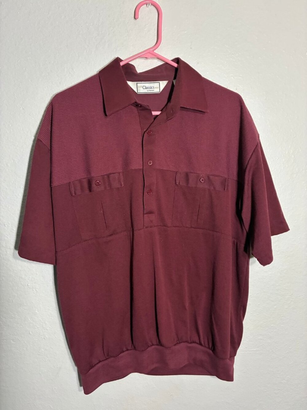 Vintage Classics by Palmland Golf Polo Shirt Mens Large Maroon Ribbed